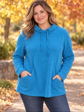 Roots Turquoise Cowl Neck Pullover Sweater